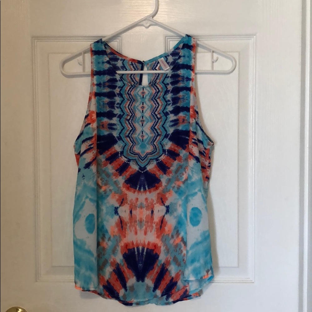 Blue/Orange Tie Dye Blouse. size medium